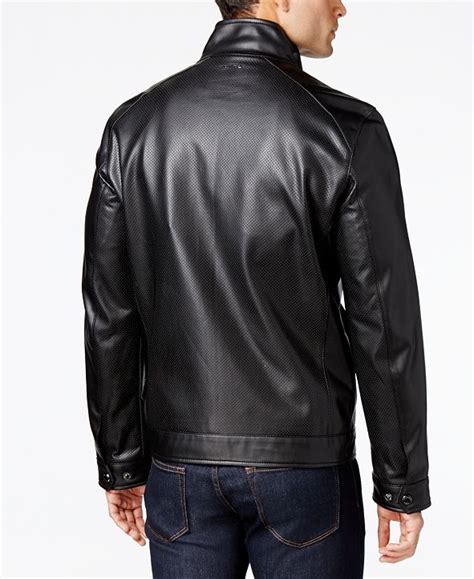 michael kors men's faux leather moto jacket|Michael Kors faux leather jacket.